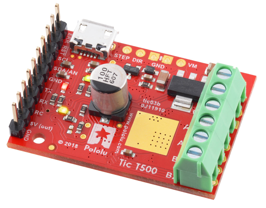 Pololu Tic T500 connectors soldered