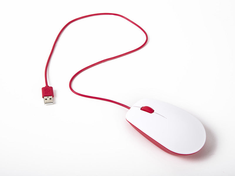 Raspberry Pi official mouse, red and white