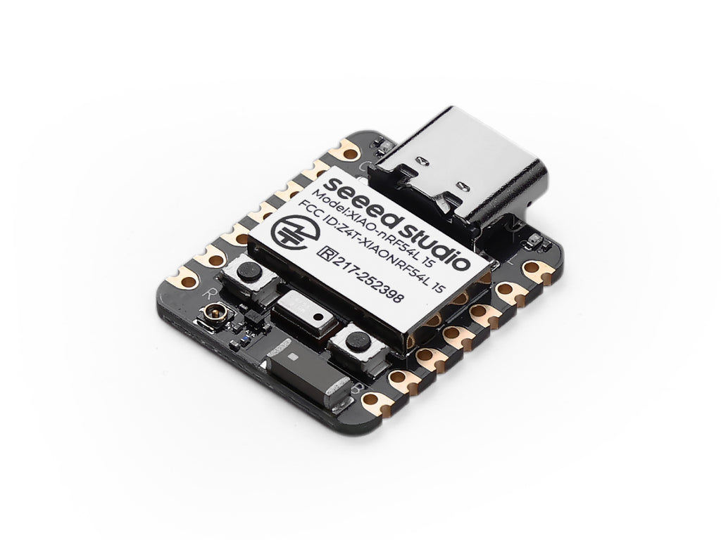 Seeed Studio XIAO nRF54L15 Sense, angled view