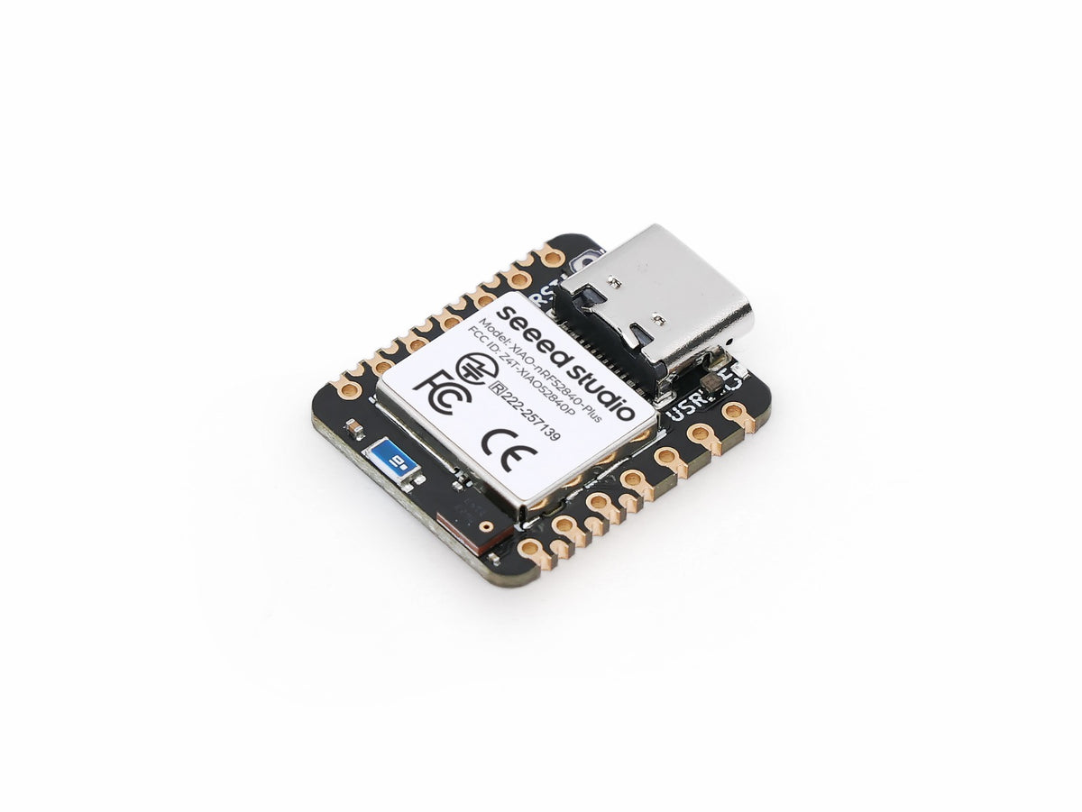 Seeed Studio XIAO nRF52840 Sense Plus, angled view