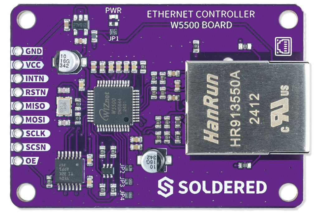 Soldered W5500 Ethernet Controller Board