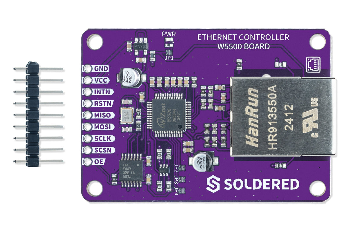 Soldered W5500 Ethernet Controller Board