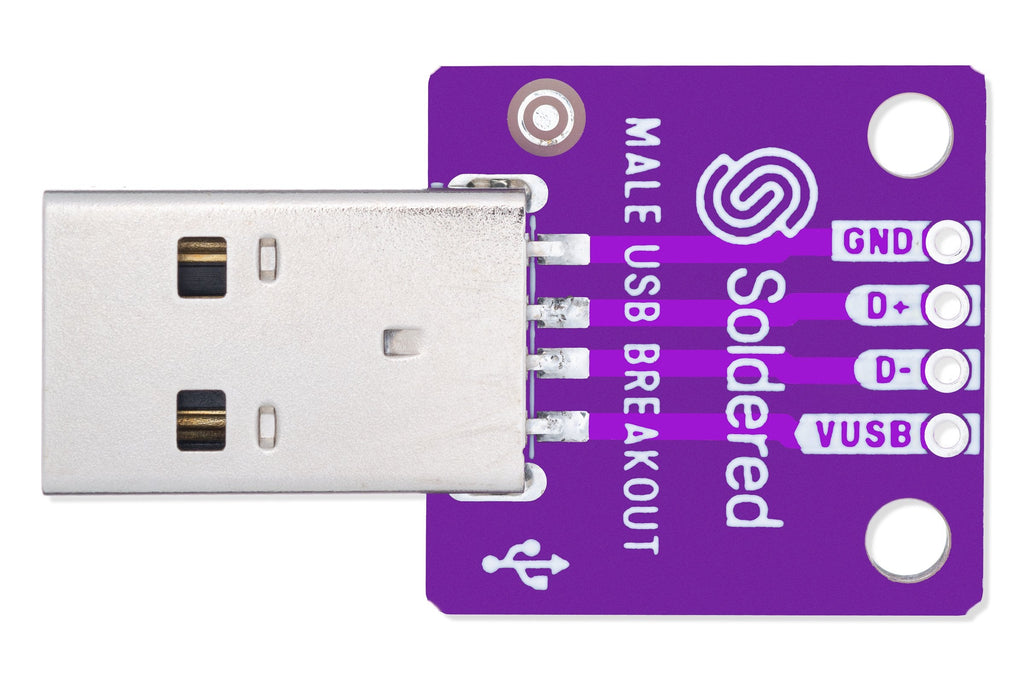 Soldered USB Type-A Male Breakout