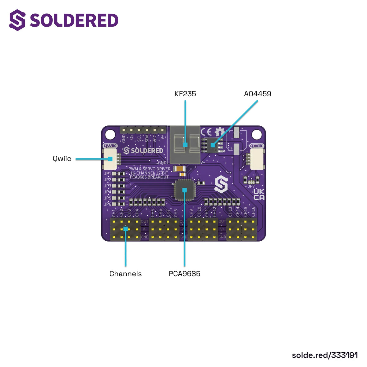 Soldered PCA9685 PWM & Servo Driver Breakout