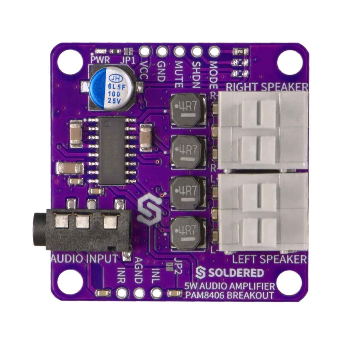 Soldered PAM8406 Stereo Audio Amplifier Board