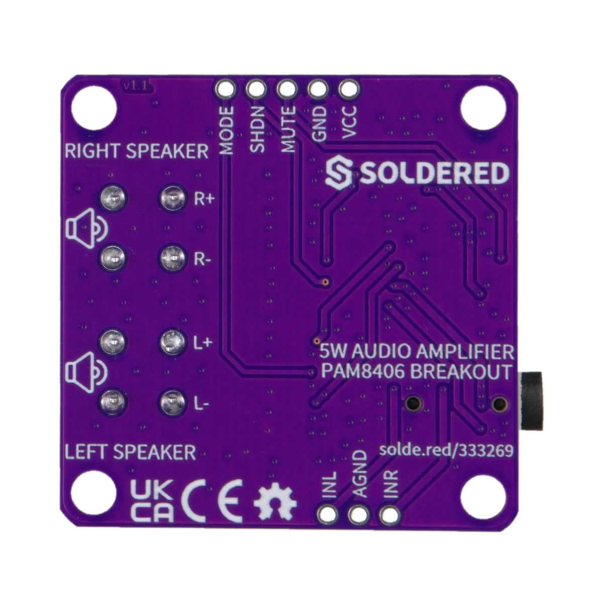 Soldered PAM8406 Stereo Audio Amplifier Board