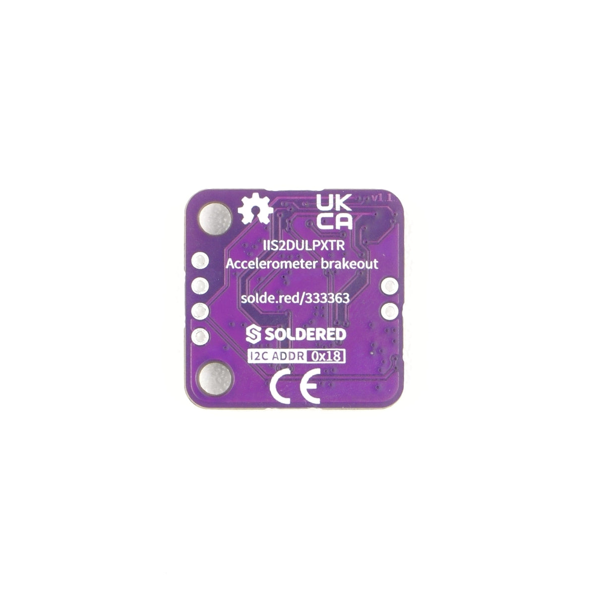 Soldered IIS2DULPX Accelerometer Breakout