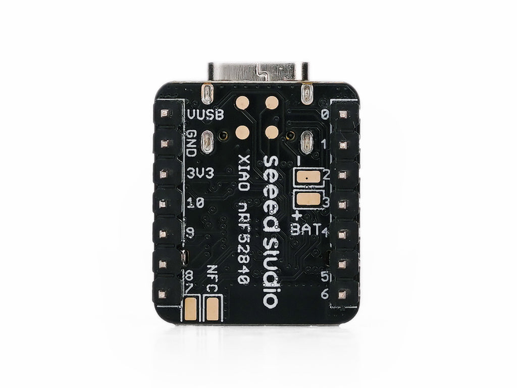 Seeed Studio XIAO nRF52840 Sense with pre-soldered headers, back