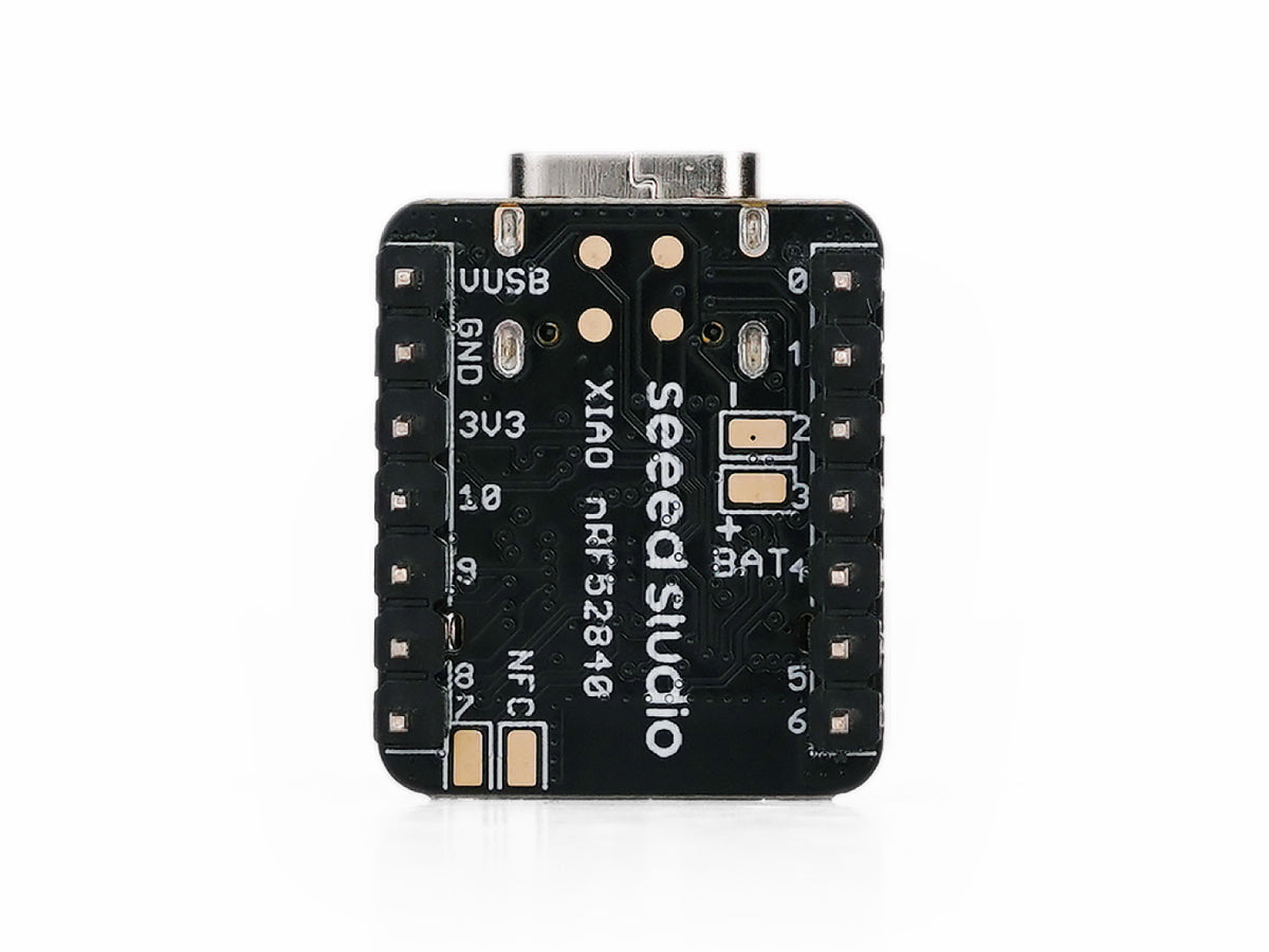 Seeed Studio XIAO nRF52840 Sense with pre-soldered headers, back