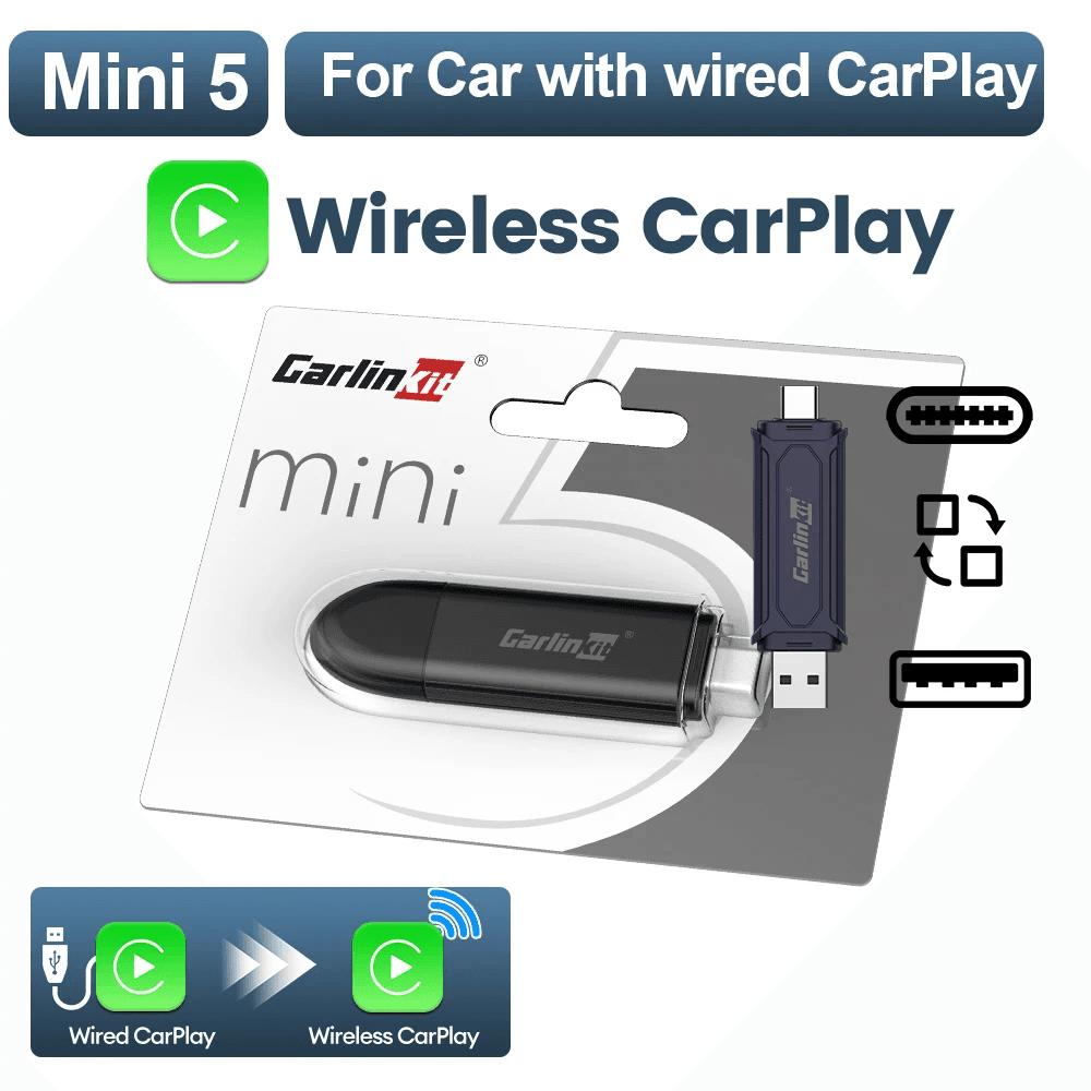 MINI 5 Wireless Carplay Adapter for Iphone Convert Wired to Wireless Carplay Plug &Play Easy Setup Stable Fast Connect