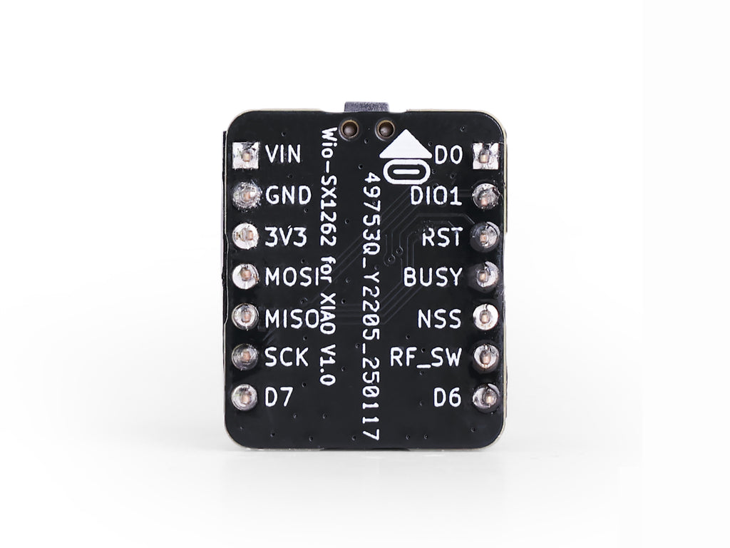 Seeed Studio Wio-SX1262 LoRa module for XIAO, back with pin labels