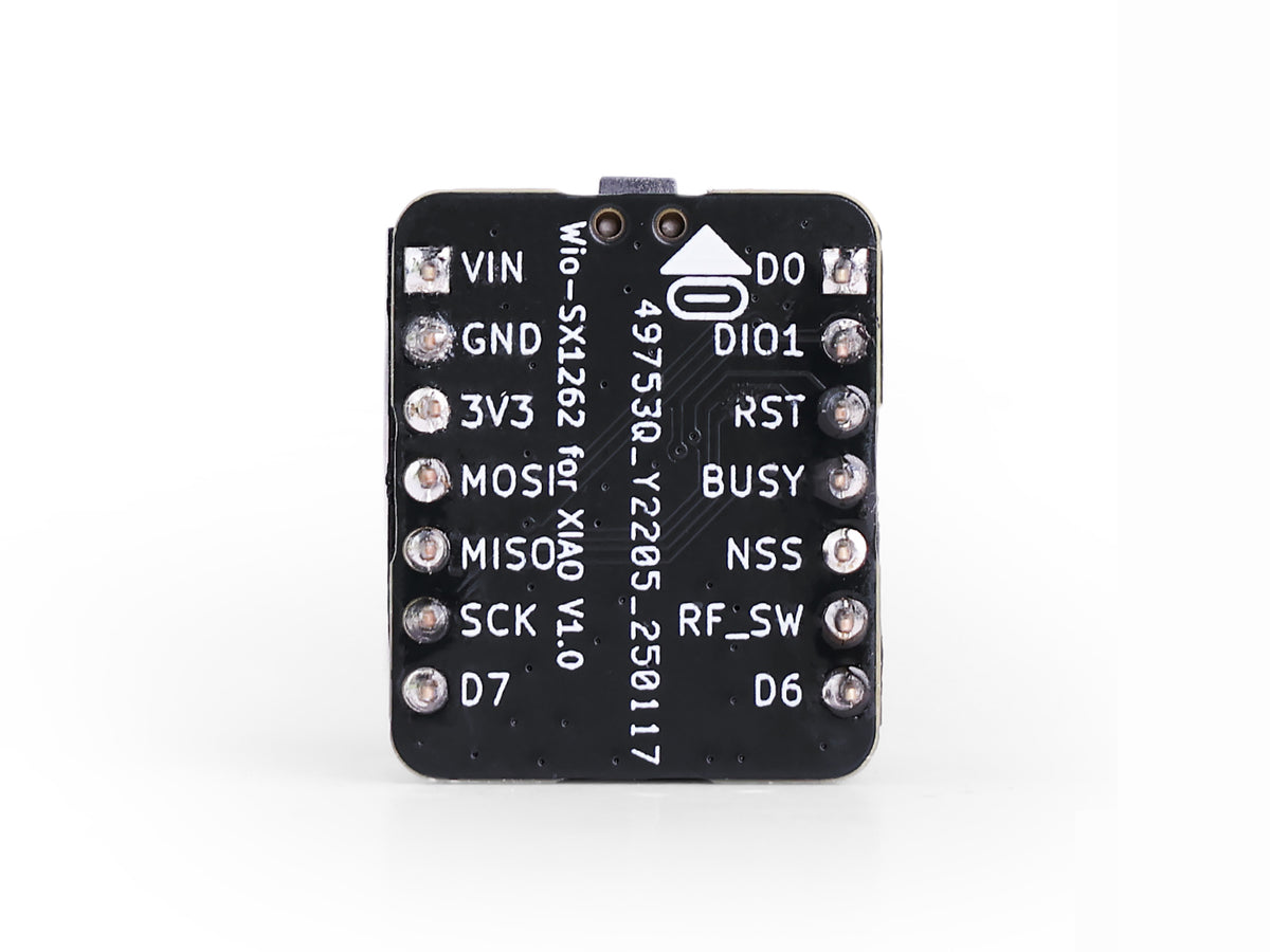 Seeed Studio Wio-SX1262 LoRa module for XIAO, back with pin labels