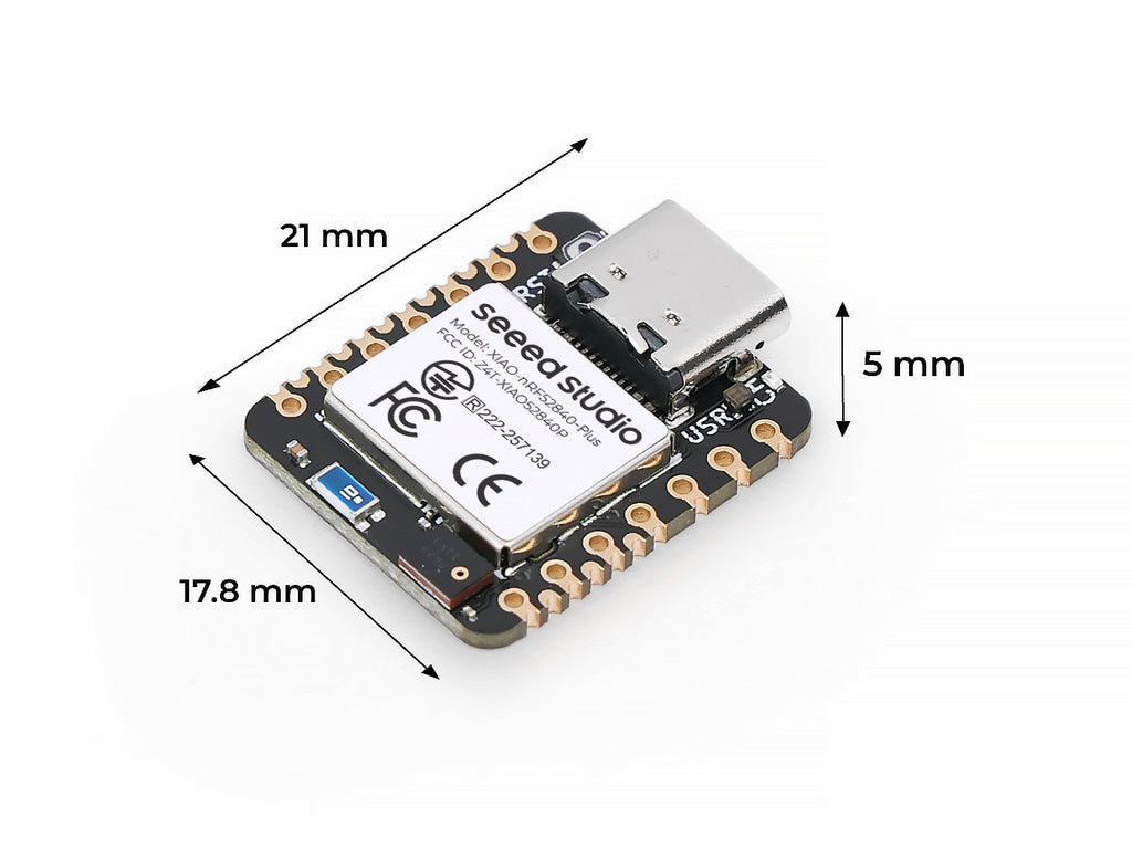 Seeed Studio XIAO nRF52840 Sense Plus, dimensions
