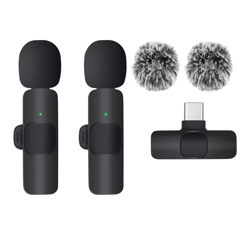 2.4G Wireless Lavalier Microphone Portable Audio Video Recording Mini Mic for Iphone Android Live Broadcast Gaming Phone