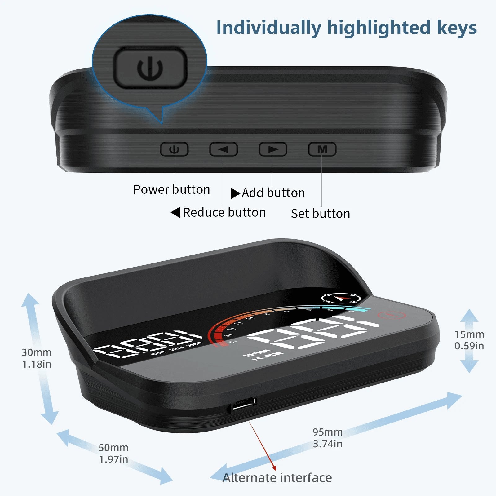 New M22 Car HUD Speedometer Monitor on Board Computer Windshield Projector Gps+Beidou Head up Display Digital GPS Speedometer
