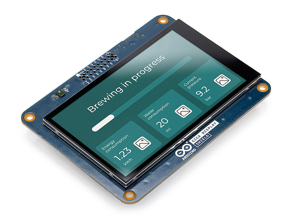 Arduino GIGA Display Shield mounted on GIGA R1 WiFi