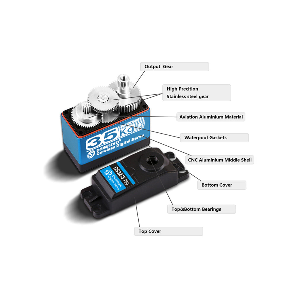 DS Servo DS3235 PRO Coreless Digital Servo – 45 kg·cm, IP66
