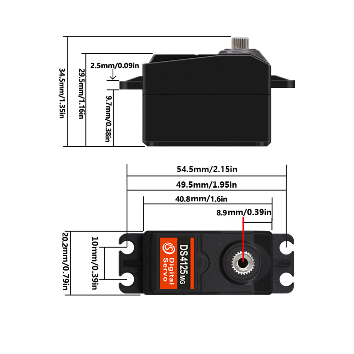 DS Servo DS4125 Low-Profile Digital Servo – 29 kg·cm, IP66