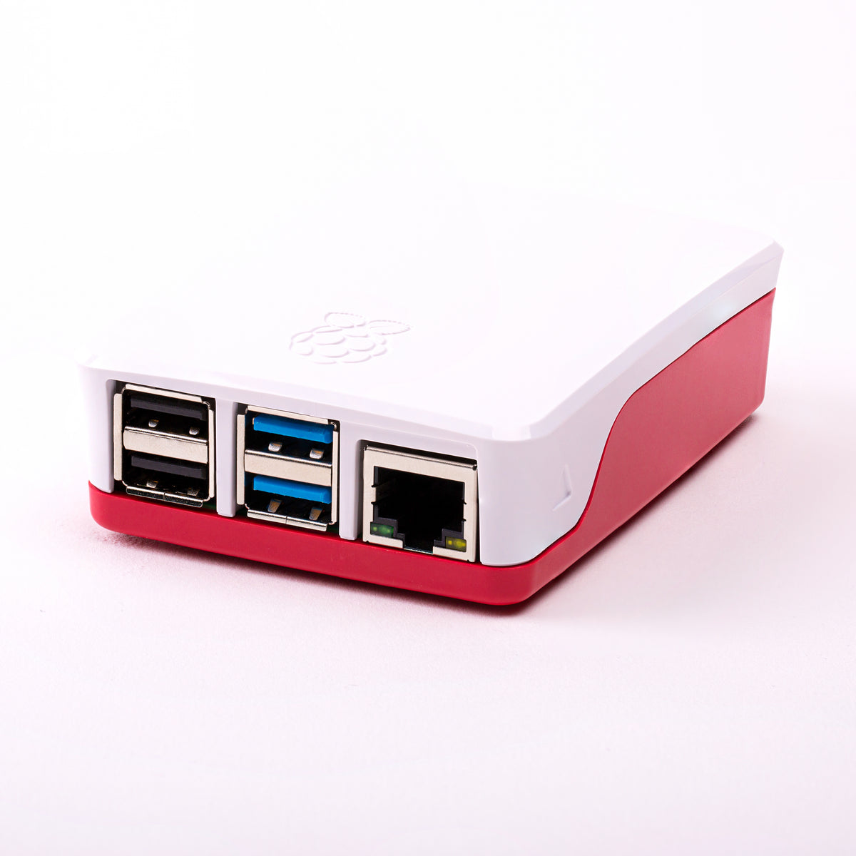 Raspberry Pi 4 official case, angled view