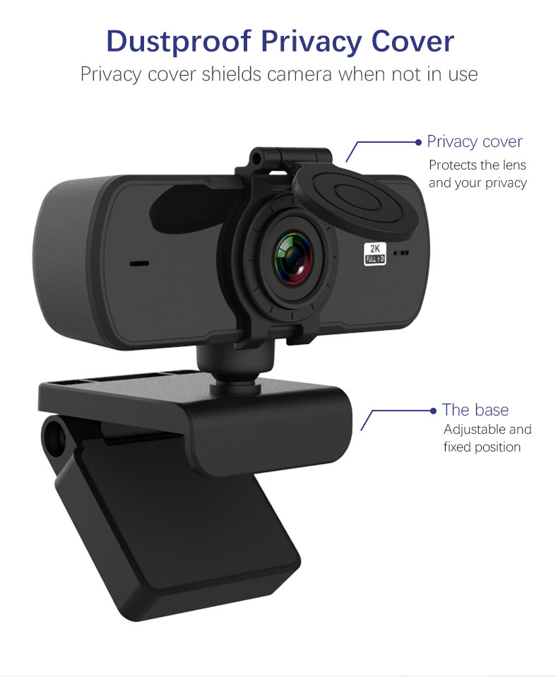 2K Autofocus Webcam — Built-in Mic