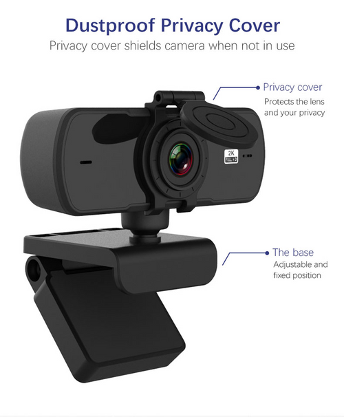 2K Autofocus Webcam — Built-in Mic