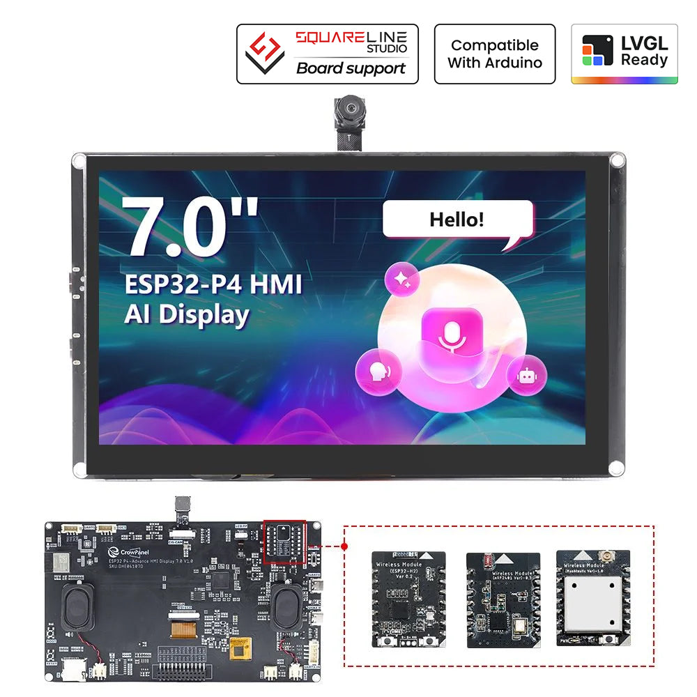 Elecrow CrowPanel Advance 7" ESP32-P4 HMI AI touch display
