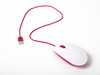 Raspberry Pi Official Mouse, red and white, side view