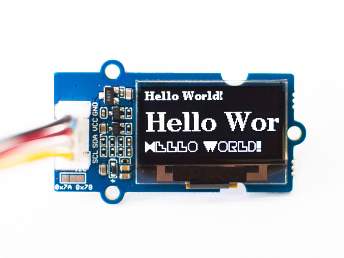 Seeed Studio Grove OLED display 0.96 inch (SSD1315) showing text