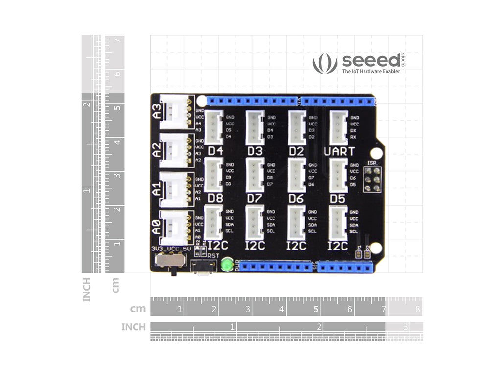 Seeed Studio Grove Base Shield V2.0 for Arduino, dimensions