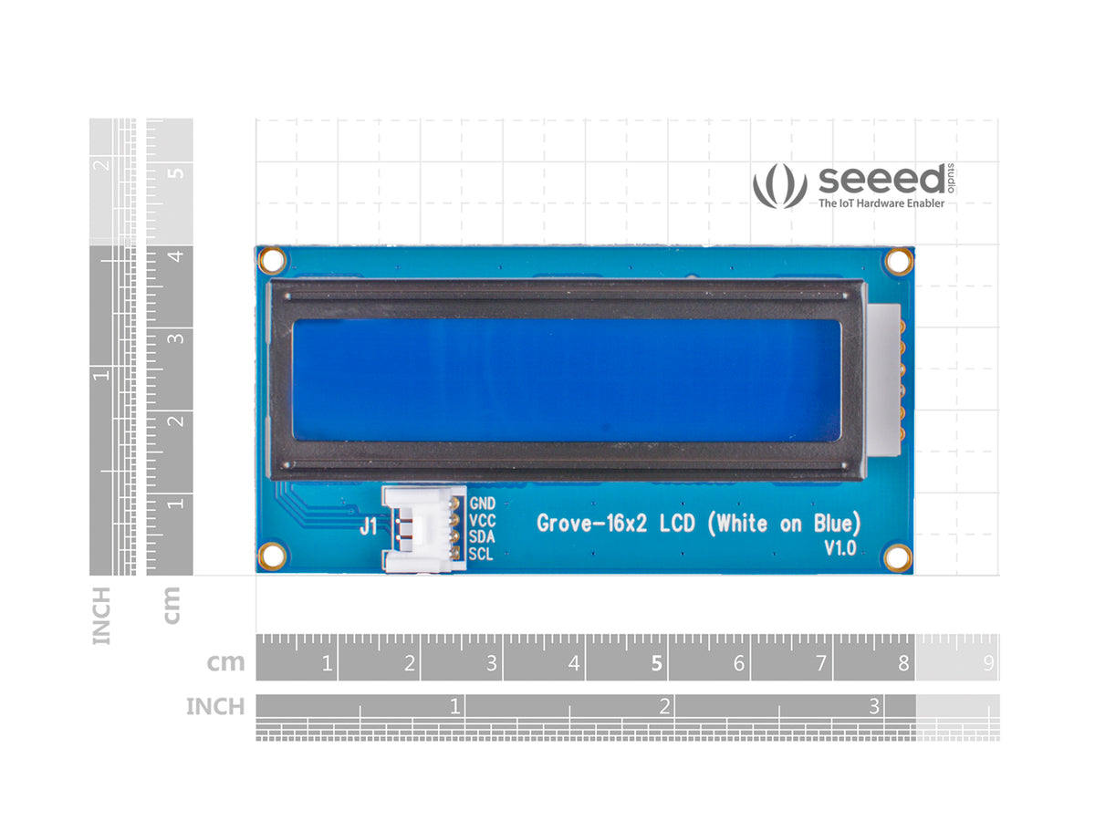 Seeed Studio Grove 16x2 LCD white on blue, dimensions