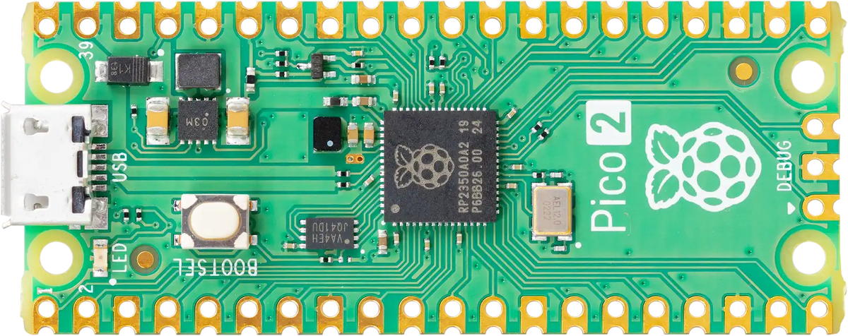 Raspberry Pi Pico 2, top view