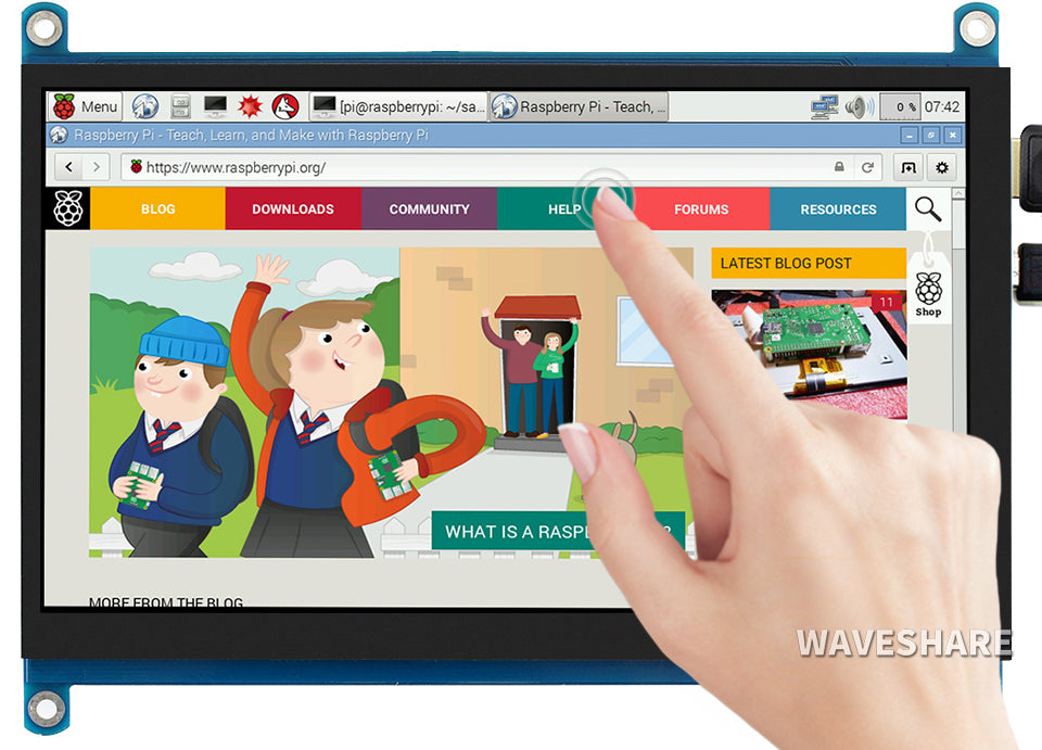 Waveshare 7-inch HDMI LCD (H) touchscreen in use